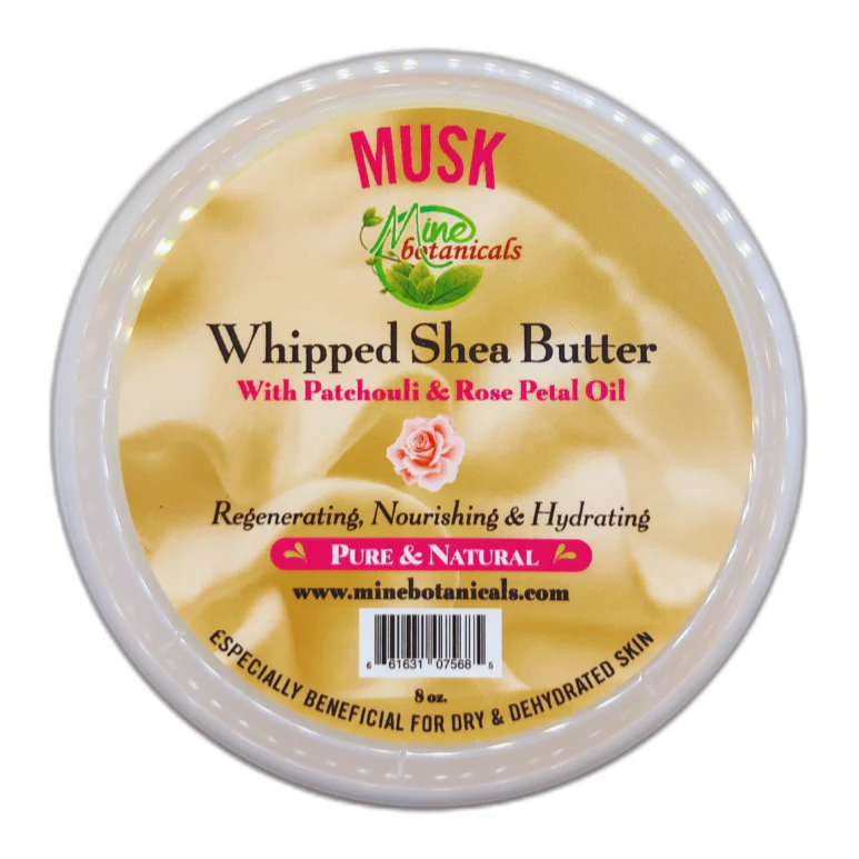 Promotional Musk Whipped Shea Butter with Patchouli & Rose Petal Oil 8oz